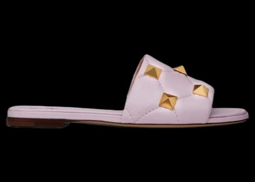 Valentino Roman Stud Flat Sandals Pink (Women's)