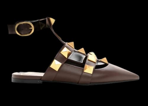 Valentino Garavani Roman Stud Ballet Flats Brown (Women's)