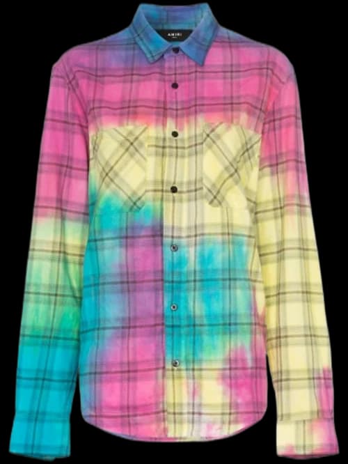 AMIRI Tie Dye Plaid Shirt Multicolor