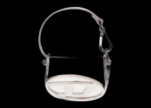 Diesel 1DR XXS Bovine Leather Charm Bag Silver
