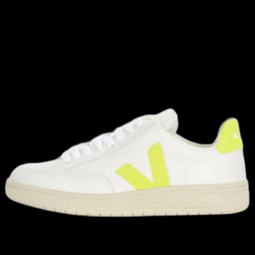 Veja V-12 Leather 'Extra White Neon Green'