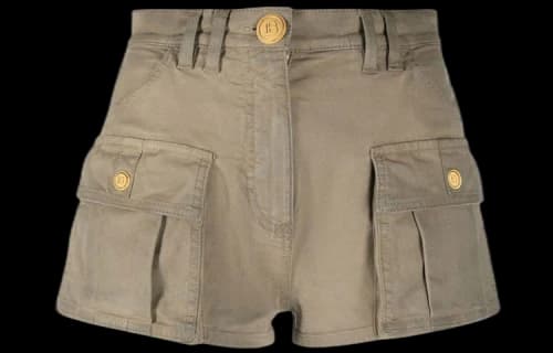 Balmain Short Cargo Denim Shorts 'Taupe'