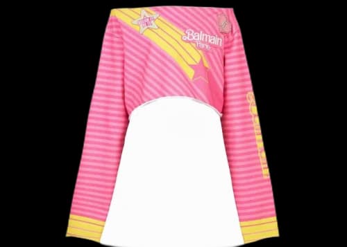 Balmain x Barbie - Cotton Off-The-Shoulder Crop Top Pink