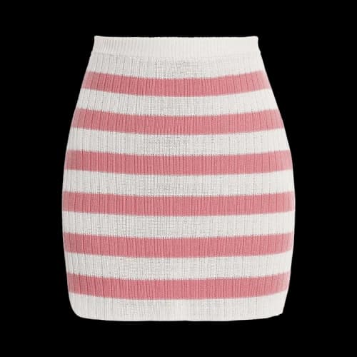 Balmain Short Striped Knitted Skirt 'Pink'