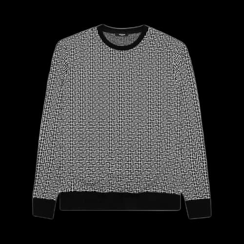 Balmain Mini Monogram Sweatshirt 'Blanc/Noir'