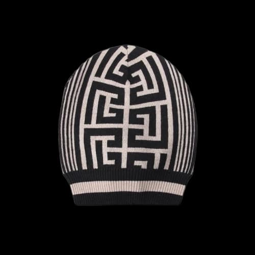 Balmain Monogram & Stripes Beanie 'Ivory/Black'