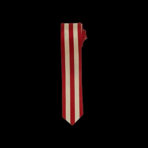 Vintage Comme des Garçons Homme Plus 1990's Striped Skinny Tie 'Red/Ivory'