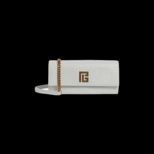 Balmain Debossed Monogram Chain Wallet 'White'