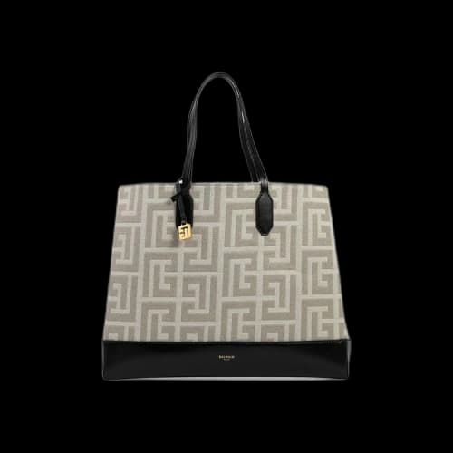 Balmain Monogram Jacquard Shopper Bag 'Black'