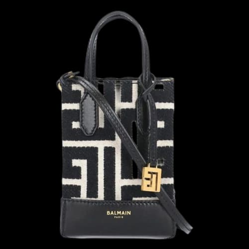 Balmain XS Folded Monogram Jacquard Shopping Bag 'Ivoire'