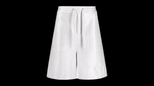 Valentino Logo-Embossed Metallic-Sheen Track Shorts Gray