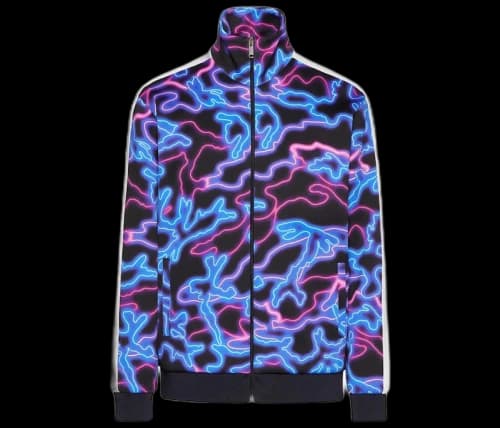 Valentino All Over Neon Camou Print Zip Sweatshirt Blue