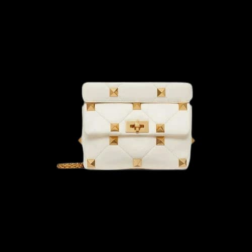 Valentino Medium Roman Stud Shoulder Bag 'White'