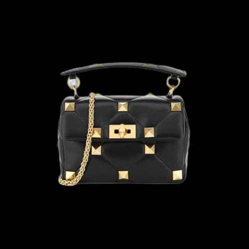 Valentino Medium Roman Stud Shoulder Bag 'Black'