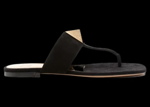 Valentino Garavani One Stud Flat Thong Sandals Black (Women's)