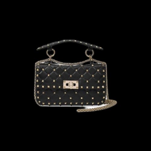 Valentino Rockstud Spike Foldover Shoulder Bag 'Black'