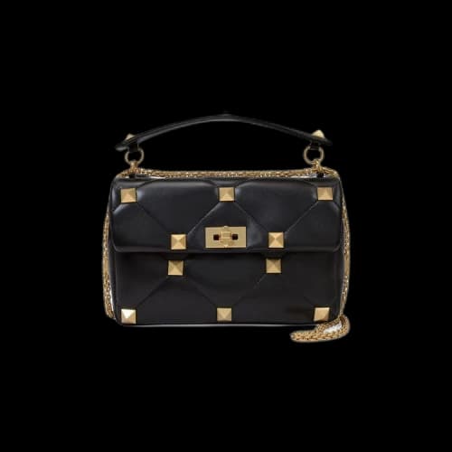 Valentino Roman Stud Large Shoulder Bag 'Black'
