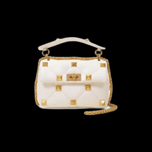 Valentino Roman Stud Medium Shoulder Bag 'White'