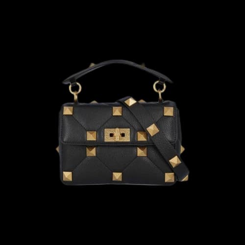 Valentino Medium Roman Stud Shoulder Bag 'Black'
