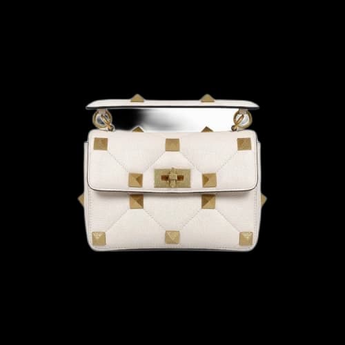 Valentino Medium Roman Stud Shoulder Bag 'White'