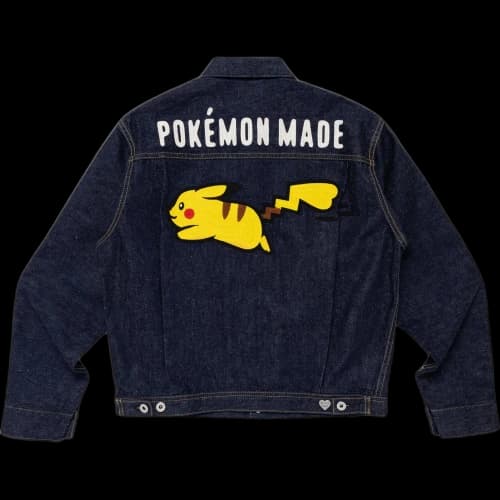 HUMAN MADE X Pokemon Pokémon Collaboration Denim Jackets Unisex Indigo Lapel Moderate