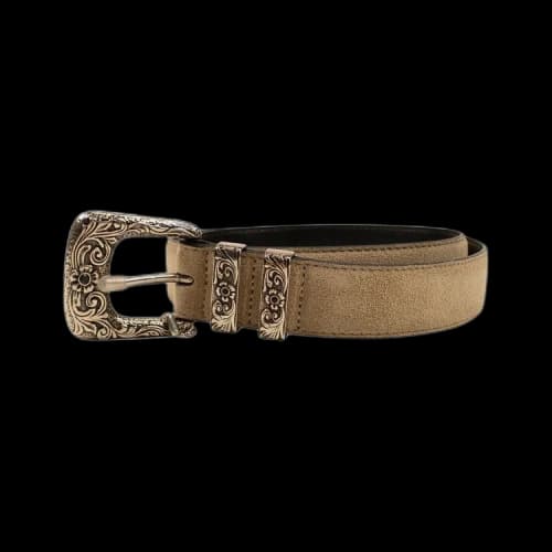 Amiri Engraved Buckle Suede Belt 'Beige'
