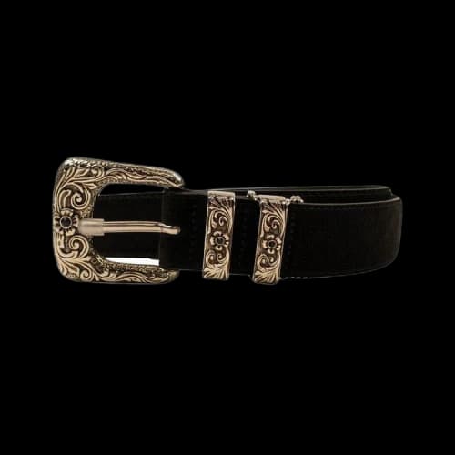 Amiri Engraved Buckle Suede Belt 'Black'