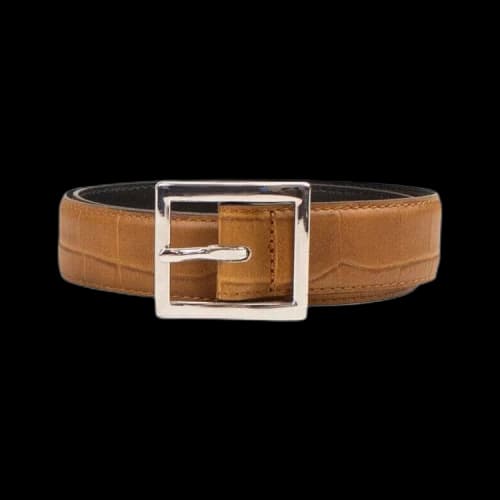 Amiri Embossed Croc Buckle Belt 'Tan'
