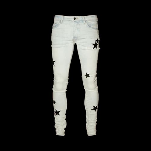 Amiri Leather Stars Stack Jean 'Bone Indigo'