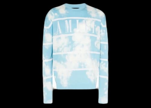 AMIRI Striped Cloud Knit Crew Sweater Light Blue