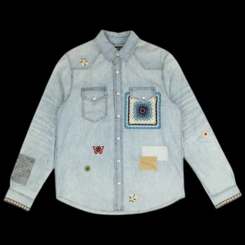 Amiri Crochet Patches Denim Shirt 'Blue'