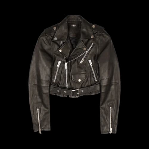 Amiri Baby Calf Cropped Biker Jacket 'Black'