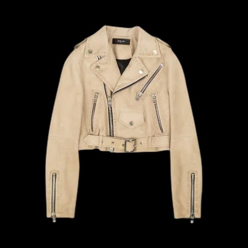 Amiri Braided Suede Cropped Biker Jacket 'Sand'