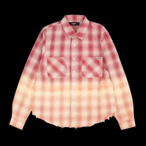 Amiri Ombre Lurex Plaid Raw Edge Shirt 'Red'