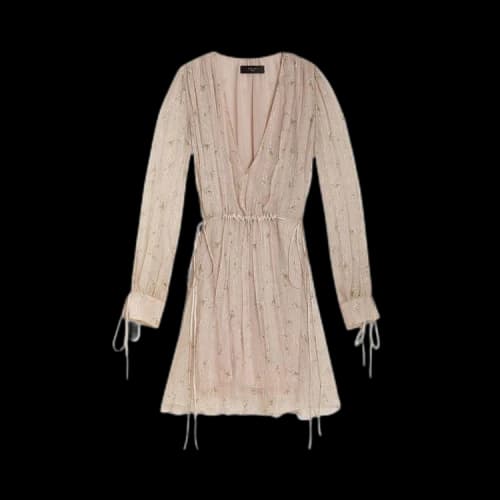 Amiri Floral Print Chiffon Short Dress 'Nude'