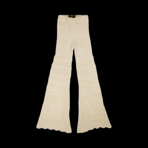 Amiri Checkered Crochet Flare Pants 'Ivory'