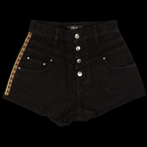 Amiri Denim High Waisted Track Shorts 'Black'