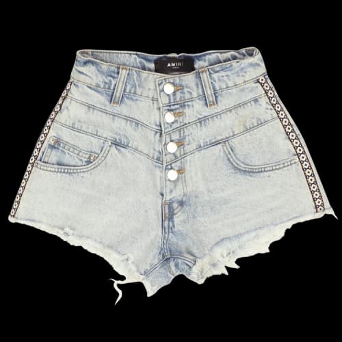 Amiri Denim High Waisted Track Shorts 'Blue'