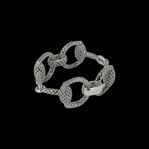 Gucci Sterling Silver Horsebit Diamantissima Bracelet Silver