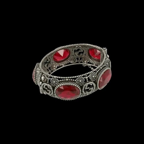 Gucci Crystal Interlocking G Hinge Bracelet Silver