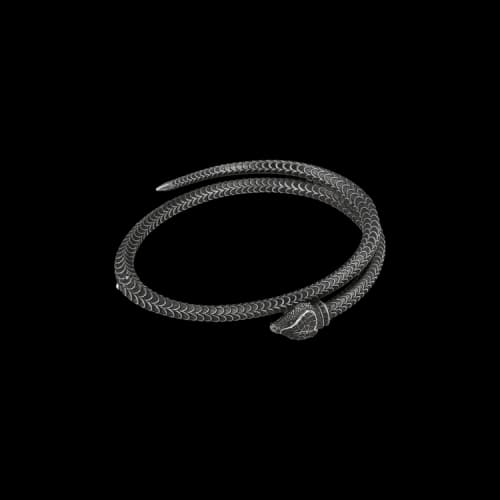 Gucci Garden Snake Aged Sterling Silver Bracelet Silver