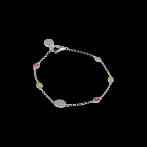 Gucci Sterling Silver Enamel Interlocking G Bracelet Silver