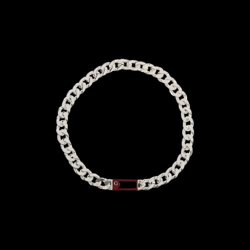 Gucci Trademark Enamel Chain Necklace Silver