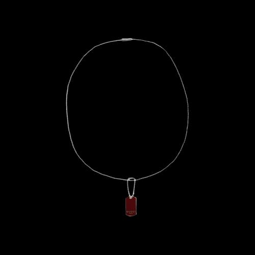 Gucci Trademark Enamel Dog Tag Necklace Silver