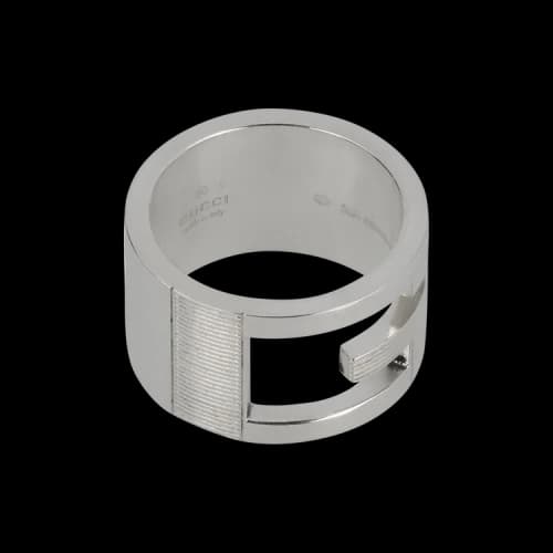 Gucci Cutout Geometric G Ring Silver