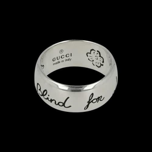 Gucci Sterling Blind For Love Engraved Ring 'Silver'