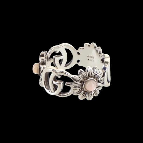 Gucci GG Marmont Mother-of-Pearl Ring Silver
