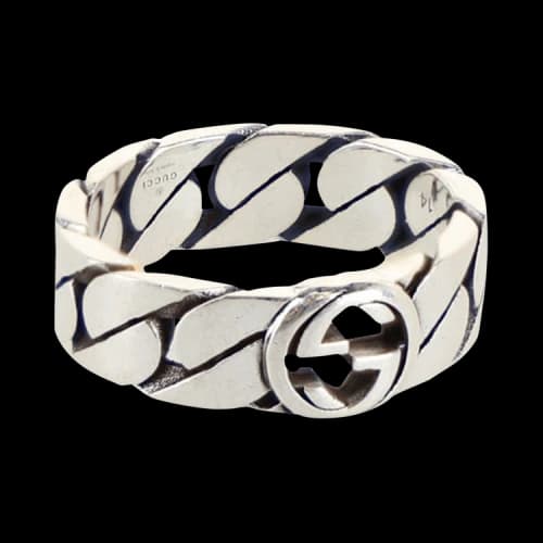 Gucci Interlocking G Chain-Link Ring Silver
