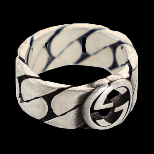 Gucci Interlocking G Chain-Link Ring Silver