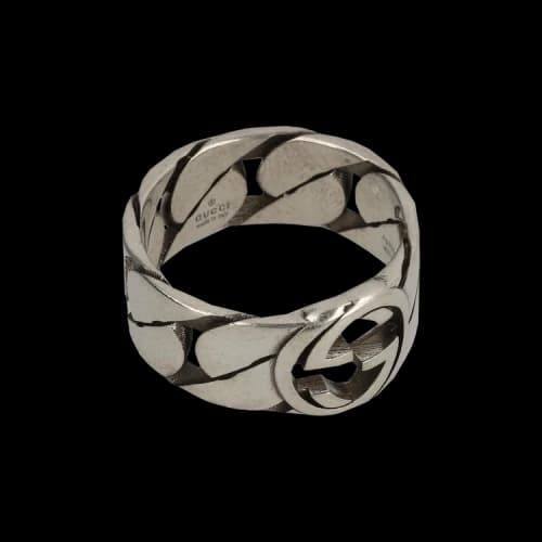 Gucci Interlocking G Chain-Link Ring Silver